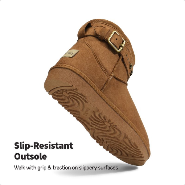 [FuzzyClassic Kid's Low Boot] Kids Faux Fur-Lined Snow Boots - CAMEL - 3